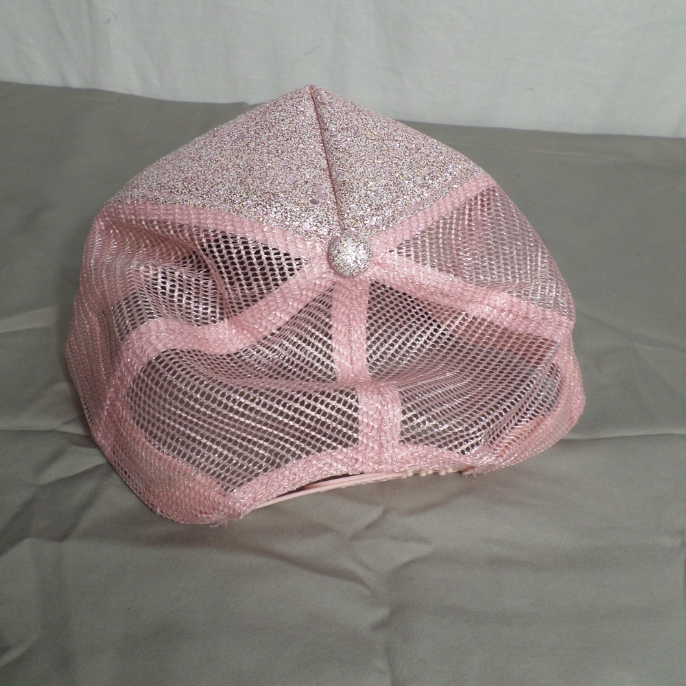 Super Cute Light Pink Sparkle Glitter Womens OS Ball Cap Hat Mesh Back - Picture 2 of 6